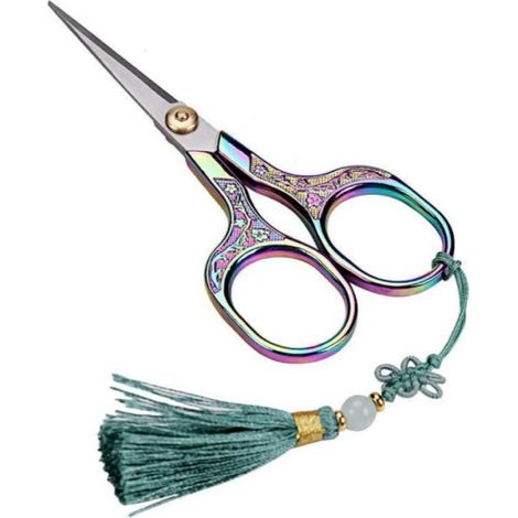 Ciseaux artisanaux vintage en acier inoxydable avec poignée carrée pour la couture et la découpe de tissu avec nœud chinois (1/5)