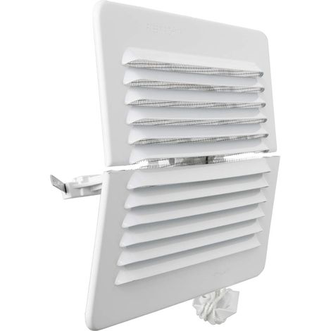 Grille de ventilation rectangulaire pliable en aluminium verni blanc avec filet anti-coupe, dimensions 193 x 165 mm (1/2)