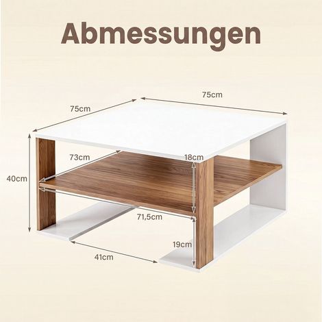 Modern White Square Coffee Table with Storage Shelf (1/5)
