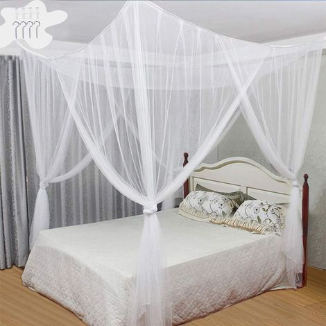 Bed Canopy Mosquito Net - Four-Panel Mosquito Net, Fits Most Bed Sizes - White (1/5)