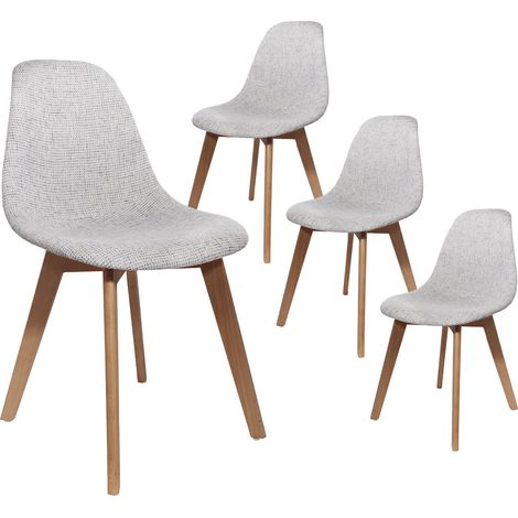 STYGN - Lot de 4 Chaises avec Maille Grise (1/5)