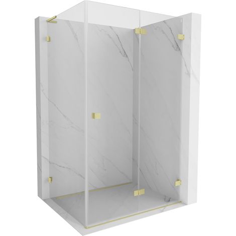 Mexen Lunar-F L faltbare Duschkabine rechts 85 x 80 cm, transparent, gebürstetes Gold - 836L-085-080-55-00-P (1/5)