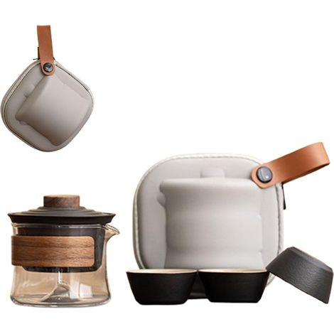 Teapot, - Heat-Resistant Glass Teapot With Rotating Strainer, Portable Tea Maker for Home, Office, Camping (Black) (1/5)
