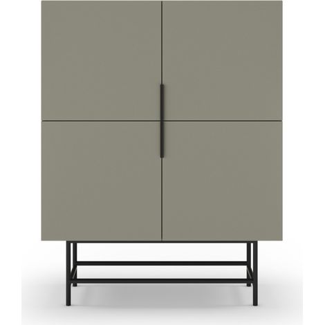 Buffet haut 4 portes en bois et métal H128cm - Vert amande - Vintara (1/5)