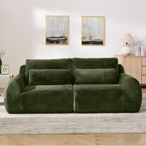2-Sitzer Sofa grün aus Schaumstoff mit USB-Anschluss, Seitentasche und rahmenloser Konstruktion (1/5)