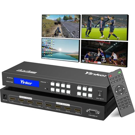 Commutateur matriciel HDMI 4 K 4 x 4, 4K @ 30 Hz Commutateur répartiteur 4 entrées 4 sorties avec bouton rétroéclairé, prend en charge la gestion HDCP EDID RS232 (1/5)
