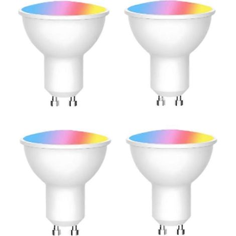 Ampoule LED Tuya Bluetooth GU10, 6 W, 220 V, dimmable, compatible avec l'application Smart Life et Alexa/Google (lot de 4). (1/5)