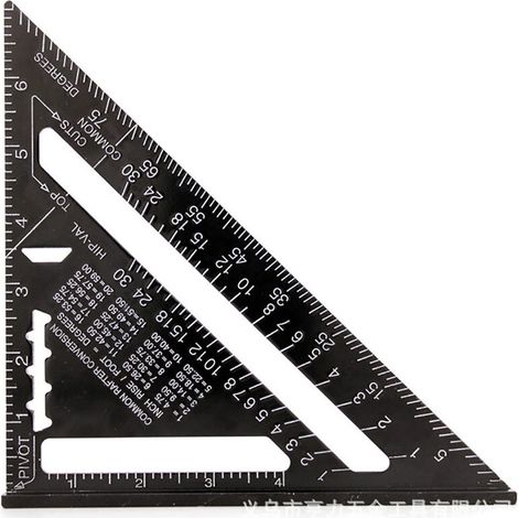 17cm Rapporteur Triangle Alliage d'Aluminium Équerre Charpentier Triangle Metrique Professionnel Menuiserie Règle d'Angle Règle Triangulaire avec Rapporteur Outil de Mesure Noir (1/5)