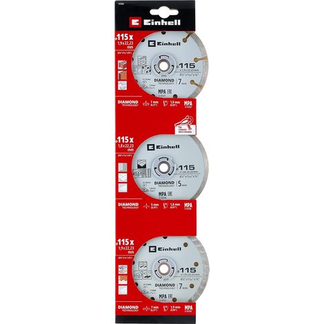 Einhell SET DISCHI TRONCATORI DIAMANTATI 3 PZ.  Ø 115 x 1,2 mm