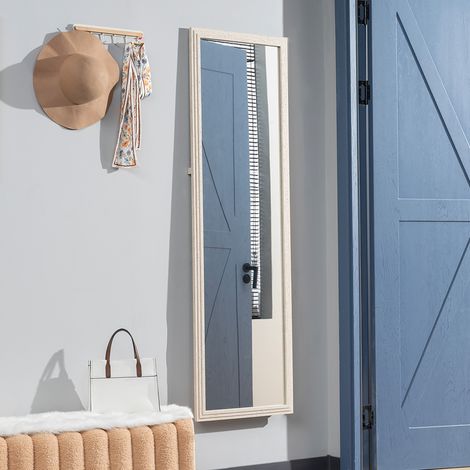 Specchio a figura intera 160 x 50 cm, versatile, design rettangolare con cornice, bianco
