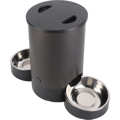 Distributeur automatique de croquettes 3L pour deux chats, avec minuterie, télécommande et fonction de rappel vocal (noir). (1/5)