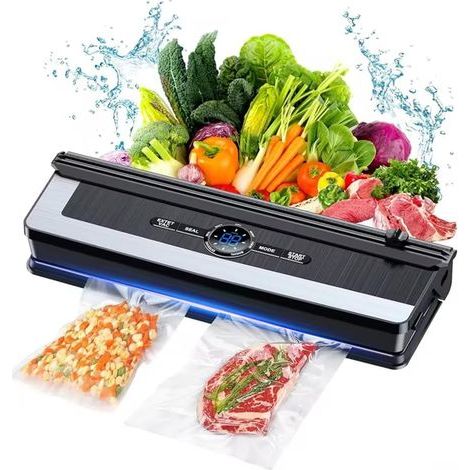 Scelleuse sous Vide , Machine à sceller sous Vide Alimentaire 8 en 1 avec indicateur LED Système de scellage à l'air Automatique pour Le Stockage des Aliments Modes Alimentaires secs et humides avec (1/5)