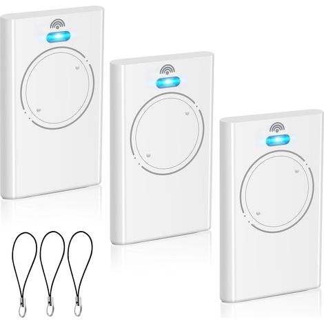 Lot de 3 télécommandes pour ouvre-porte de garage 433,92 MHz - Compatible avec XT2 433 SLH LR - 2 canaux - Blanc (1/5)