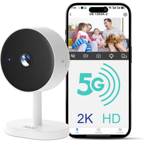 1 caméra de sécurité intérieure, 2K, détection de mouvement IA, audio bidirectionnel, vision nocturne, pour bébé ou chien (1/5)