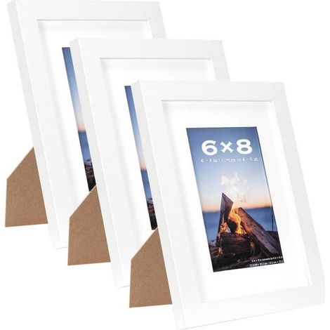 Bilderrahmen Holz Tisch Wand Passepartout 20,3x15,2cm weiß 6x8-3P (1/5)