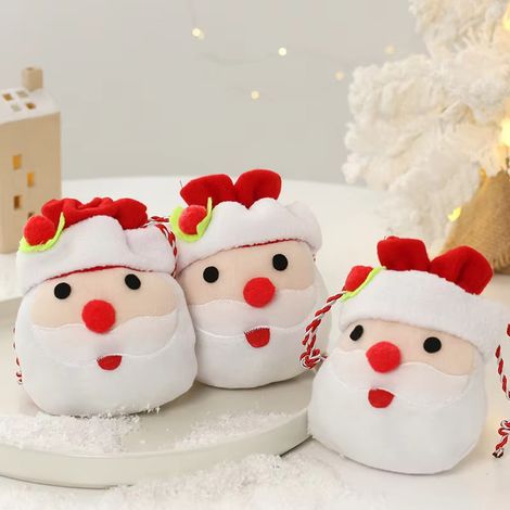 3er-Set Weihnachtstüten – Geschenktüte für den Weihnachtsmann – Geschenktüte für Weihnachtssträuße – Geschenktüte für Baumschmuck – Samttüte mit Stickerei eines alten Mannes und eines Apfels