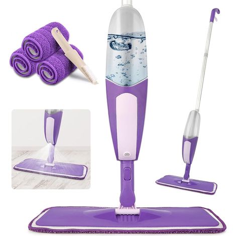 Balai Serpillère Vaporisateur Spray Mop - Balai Lave Sol avec Reservoir 3 Tampons Microfibre - Serpillere pour Bois Dur Stratifié Bois Maison Cuisine Nettoyage des Sols (1/5)