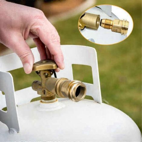 Adaptateur pour réservoir de propane (GPL) convertissant une vanne POL en raccord QCC1 ou de type 1 pour réservoirs de propane (jaune) (1/3)