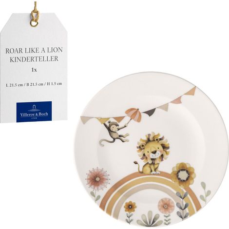 Assiette pour enfants, Assiette en porcelaine de style bohème, Ø 21,5 cm, Lavable au lave-vaisselle, Compatible micro-ondes, Multicolore (1/5)