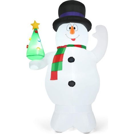 Bonhomme de neige gonflable de 2,4 m / 8 pieds, décoration de Noël éclairée avec lumières LED, modèle de vacances de Noël étanche pour la fête de jardin à la maison (1/5)
