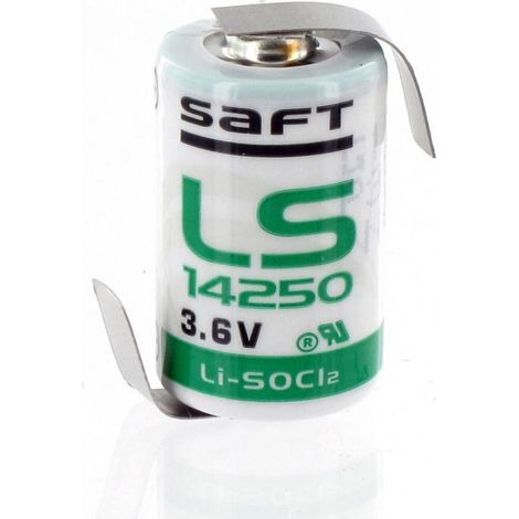Pile Lithium Saft 3.6V - 1/2AA  LS14250 + cosses à souder opposées