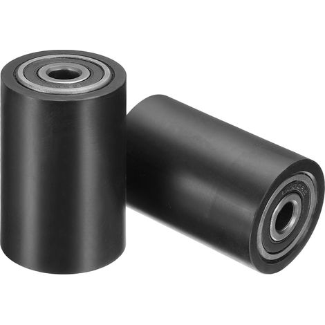 2pcs Roues à Galet en POM avec Roulements à Billes, 10x40x60mm Roue à Rouleau de Guidage à Courroie, Roulette Guide Poulie Plate Roue Universel pour Courroie (Noir) (1/5)