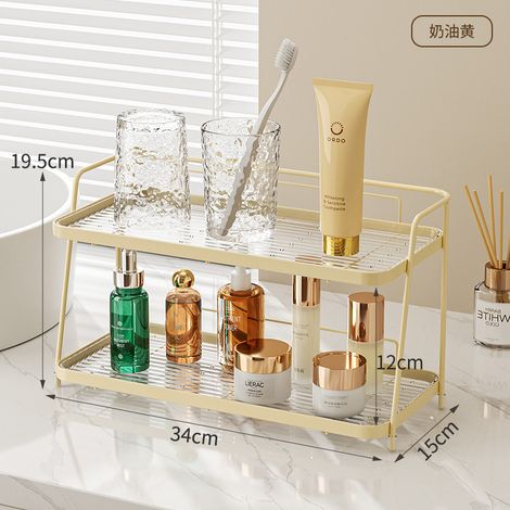 Regal für Badezimmer – Designer Wandregal in cremefarben für Toilettenbereich, Waschbecken und Kosmetika – Stabile und elegante Halterung (cremegelbe Farbe)