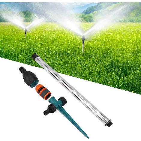 Aspersor automático giratorio de 360° con base individual para jardines y propiedades (acero inoxidable + plástico, juego de 4 piezas) (1/5)