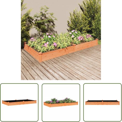 The Living Store Lit surélevé de jardin doublure 240x120x25 cm bois massif sapin - Lit Surélevé - Jardin - Bois - Sapin - Jardinière (1/5)
