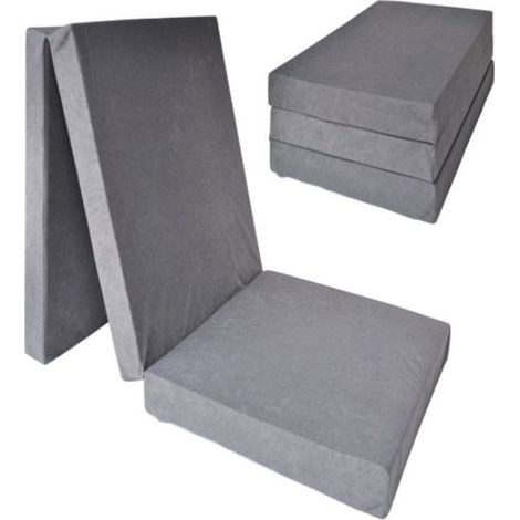 Gästematratze extra dick – Grau – Campingmatratze – Reisematratze – Faltmatratze – 195 x 70 x 15