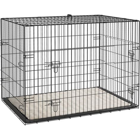 Trasportino pieghevole per cani con maniglia, vassoio rimovibile, cuscino incluso, 90 x 57,5 x 62 cm, nero
