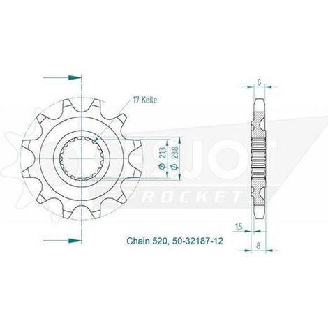 Pignon TT - - 520 - 13 Dents - Adaptable HONDA CR-F 250 R 2018-2021 - Made in Germany