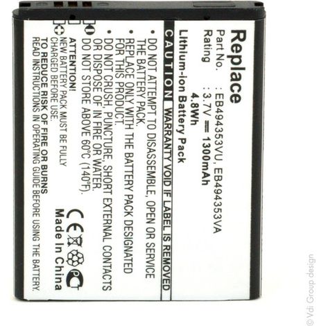 NX - Batterie téléphone, smartphone, GSM pour Samsung 3.7V 1300mAh - EB494353VAEB494353
