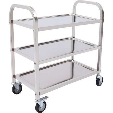 Chariot de service, acier inoxydable, 3 niveaux, 85cm (1/2)