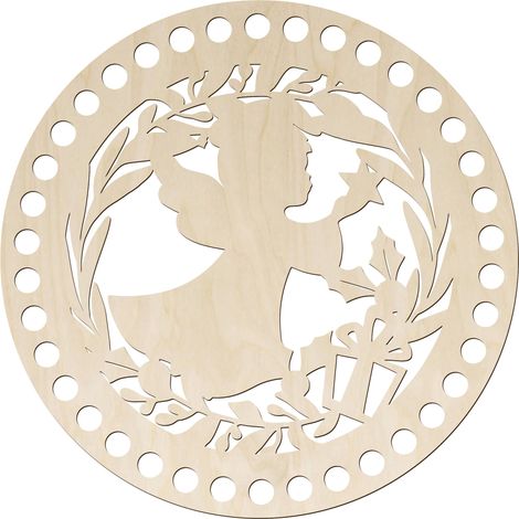 Base per cestino/borsa, rotonda, in legno, 20 cm, decorazioni natalizie (1/5)
