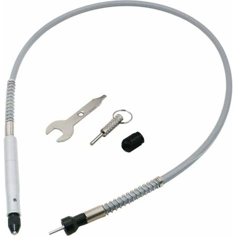 Arbre Flexible adaptateur de fixation - 1/8 '(3.175 mm) - Flexible - Câble d'extension de perceuse Mandrin pour Dremel et compatible meuleuse Outil avec clé - Argent (1/4)