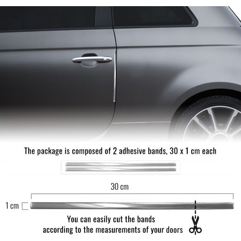 Strisce Adesive 3D Cromate Protettive Auto, 1 x 30 cm - Confezione: 2 PEZZI