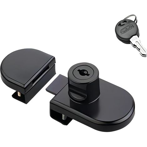 1 x Glass Door Lock, Display Cabinet Safety Lock, No Drilling Required, for 5-8 mm Wine Cabinet Display Case, Black (1/5)