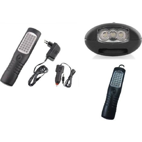 TrAdE Shop Traesio - Torcia Portatile Lampada Emergenza 35 Led 3 In 1 Calamita Gancio Ricaricabile -