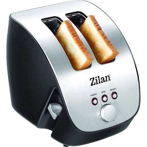 Zilan, Tostapane in acciaio inox, tostapane da 1000 W - 2 ampie fessure per tostapane - tostatura a 6 livelli con funzioni di scongelamento, riscaldamento e cancellazione (1/5)