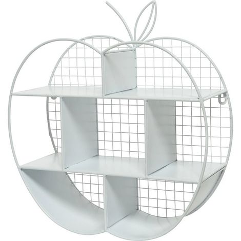 Librería decorativa de metal blanca en forma de manzana 41 x 15 x 45
