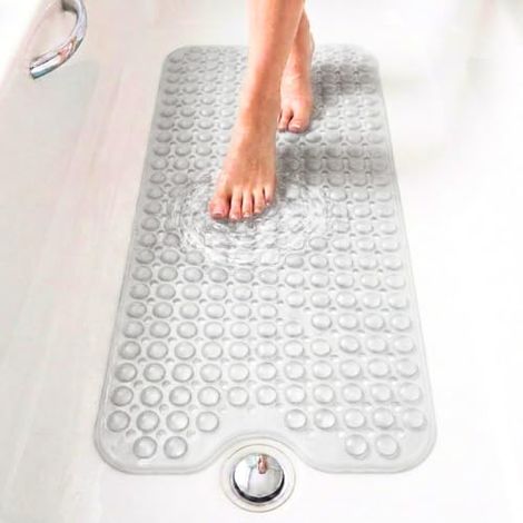 Tapis Baignoire Antidérapant, 100x40 cm, Tapis Douche, Bulles avec Ventouses sans BPA, Antibactérien, Résistant à la Moisissure, Lav (1/4)