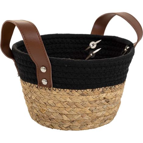Cesto de fibra natural y algodãƒâ€œn negro D20x12/18 (1/5)