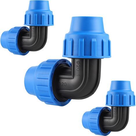 Raccord coudé à 90° en 3 pièces PP, connecteur de tuyau PE 32 mm, pour l'irrigation et l'adduction d'eau (1/5)