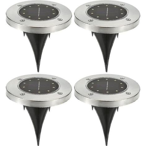 Lampe Solaire Extérieur, 4 Pièces 10 LED Lumière Au Sol Solaire Blanc Froid Etanche Spot Solaires Encastrable pour Passerelle Jardin Chemin Terrasse Pelouse Cour Souterraine (1/5)