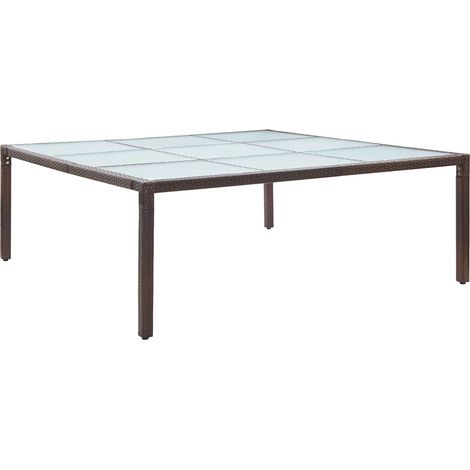 Table à manger de jardin Scandinave - Table de salle à manger Marron 200x200x74 cm Résine tressée BV955797 - BonneVie (1/4)