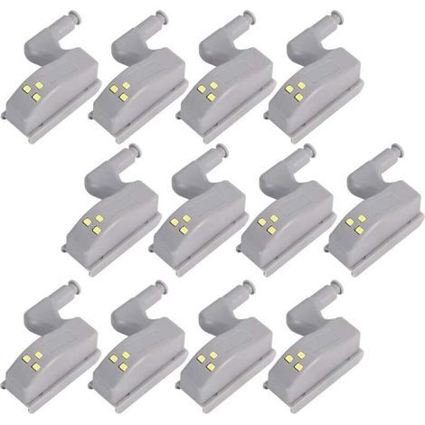 Lot de 12 lampes LED à charnière avec capteur pour salon, chambre, armoire, placards de cuisine (1/5)