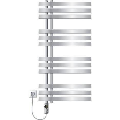 LuxeBath Radiatore Elettrico Iron EM 500 x 1000 mm Termosifone in Acciaio Cromato Calorifero con Elemento Riscaldante 600 W con Termostato e Display Digitale Scaldasalviette per Bagno Modalità Timer (1/5)
