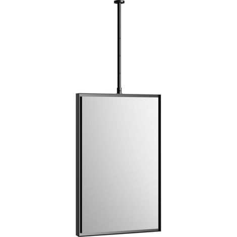 BERNSTEIN - Specchio rettangolare sospeso con cornice in alluminio nero, rotazione di 360°, regolabile in altezza, per bagno - 50x80cm - 2145 (1/5)