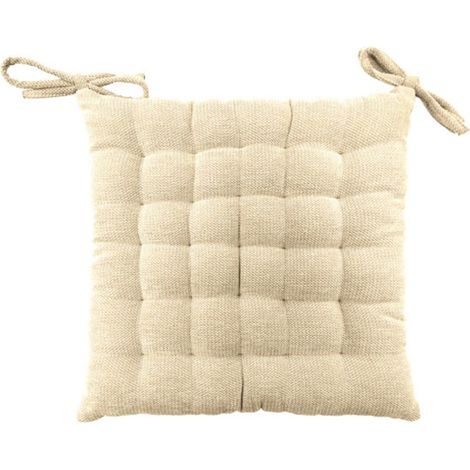 Galette de Chaise Velours Chenille "Cosi" 38x38cm Naturel (1/5)